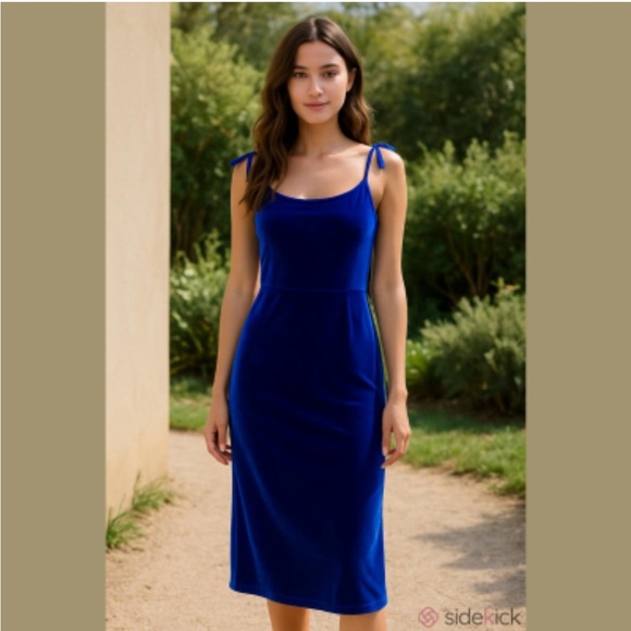 Blue long Slit Dress - Picture 1 of 8